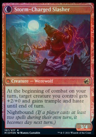 Reckless Stormseeker // Storm-Charged Slasher (PRE-157S) - Innistrad: Midnight Hunt Promos: (Double Faced Transform) Foil