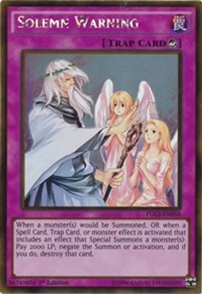 Solemn Warning (PGL2-EN068) - Gold Rare