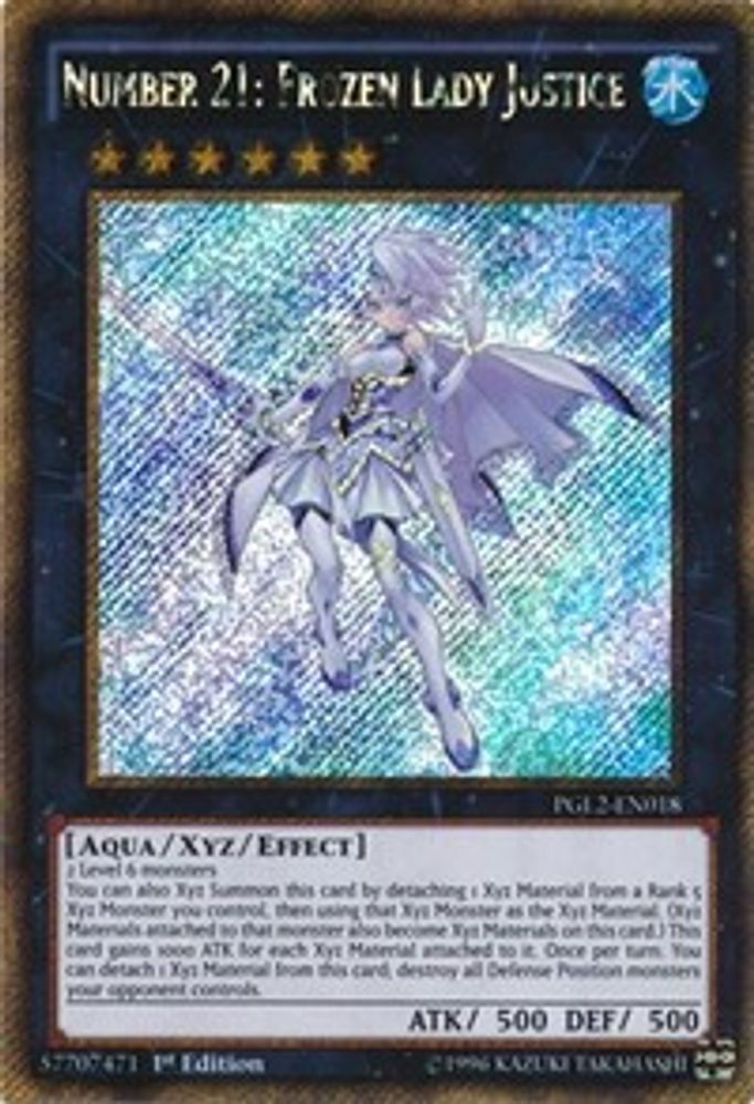 Number 21: Frozen Lady Justice (PGL2-EN018) - Gold Secret Rare