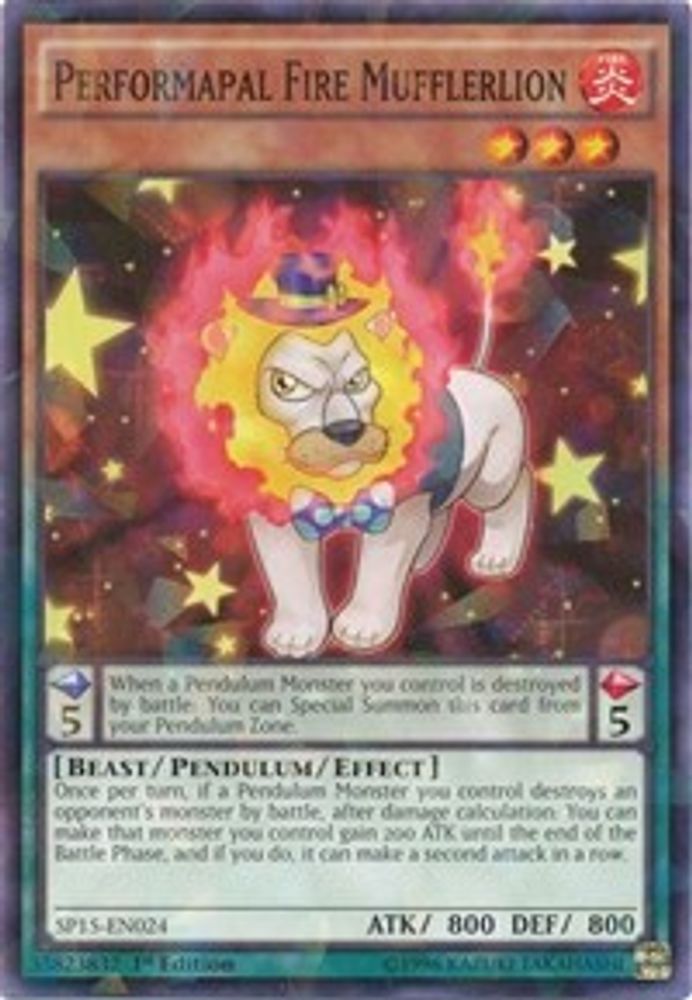 Performapal Fire Mufflerlion (Shatterfoil) (SP15-EN024) - Shatterfoil Rare
