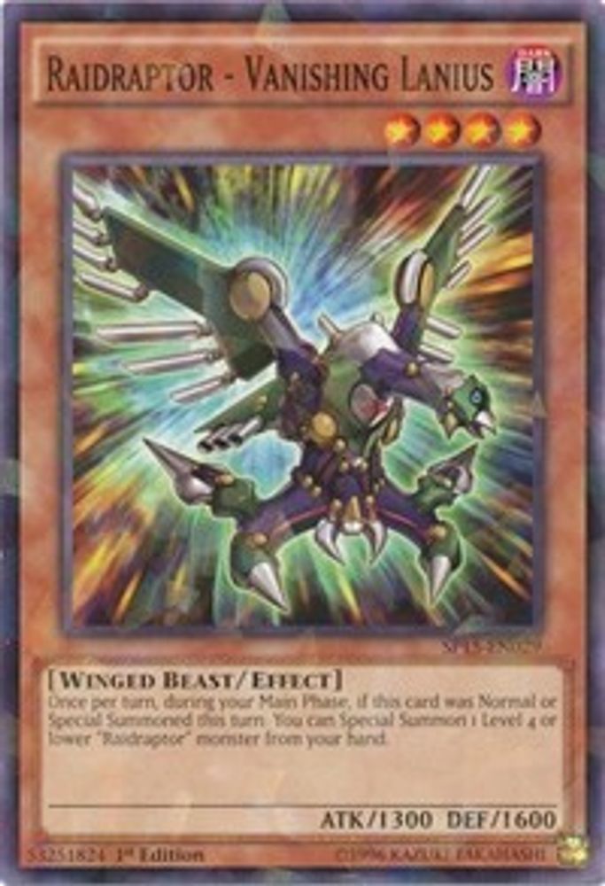 Raidraptor - Vanishing Lanius (Shatterfoil) (SP15-EN029) - Shatterfoil Rare