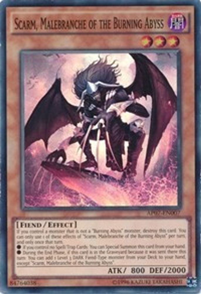 Scarm, Malebranche of the Burning Abyss (AP07-EN007) - Super Rare