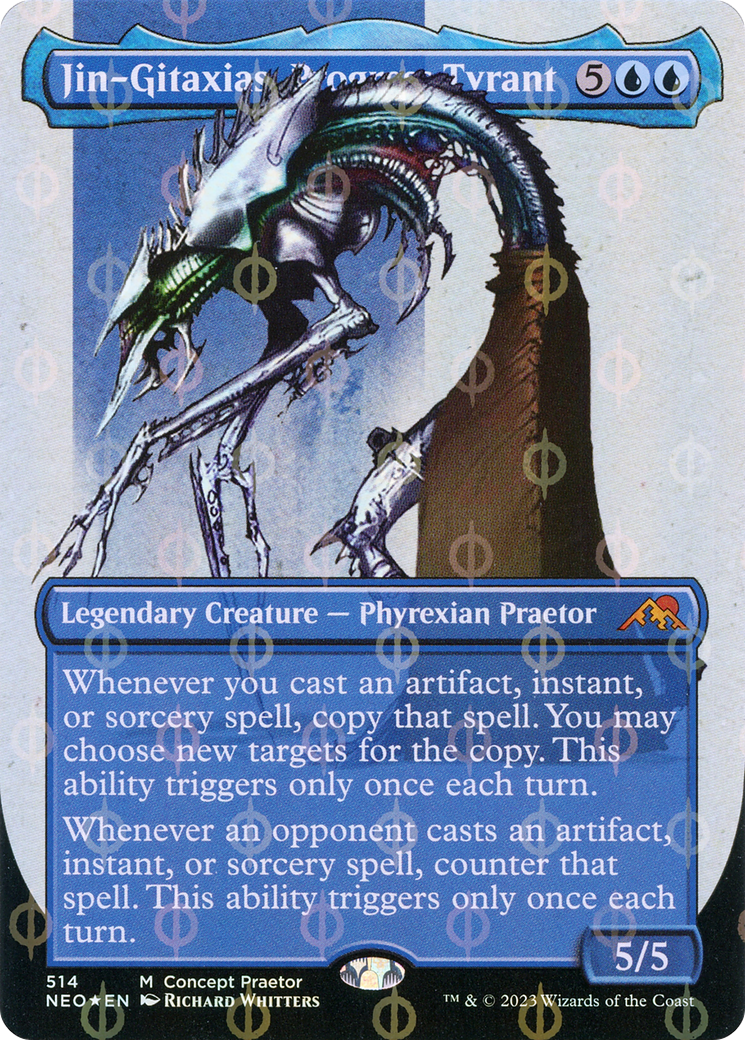 Jin-Gitaxias, Progress Tyrant (Borderless Concept Praetors Step-and-Compleat Foil) [Phyrexia : All Will Be One] 
