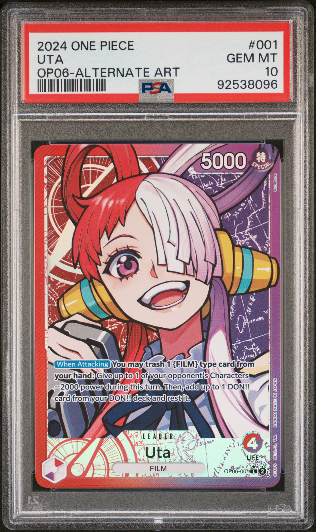One Piece - PSA 10 - Uta (Alt) - OP06