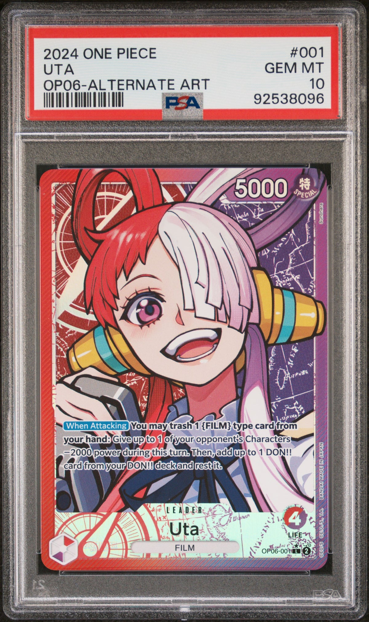 One Piece - PSA 10 - Uta (Alt) - OP06