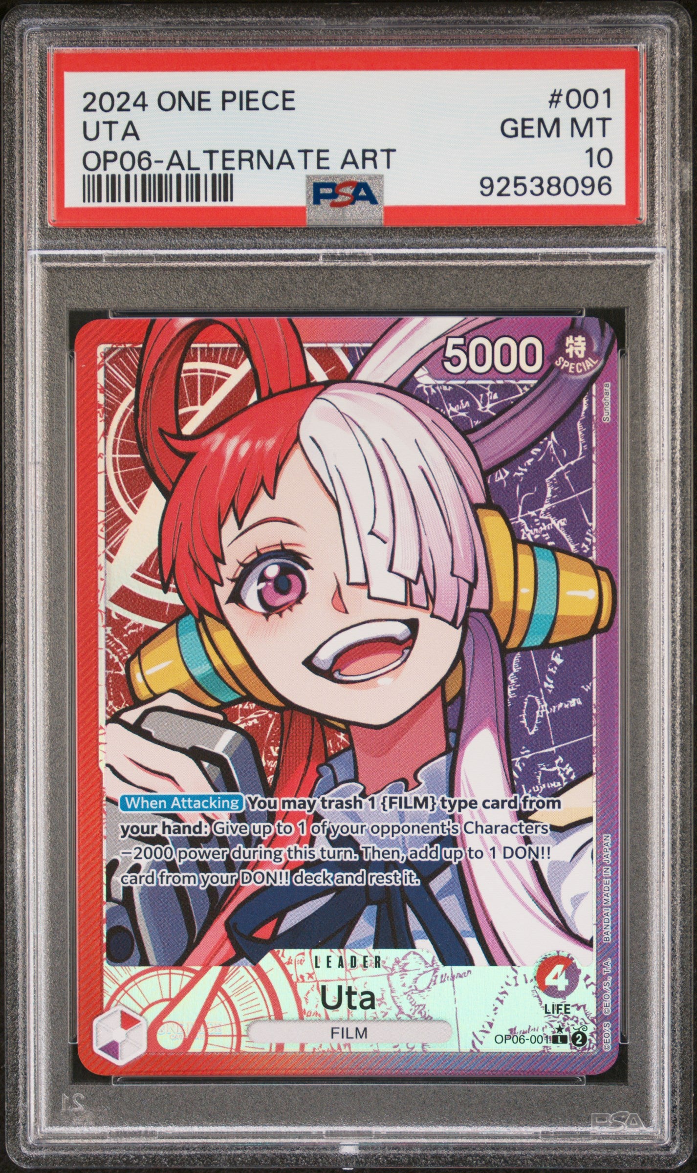 One Piece - PSA 10 - Uta (Alt) - OP06