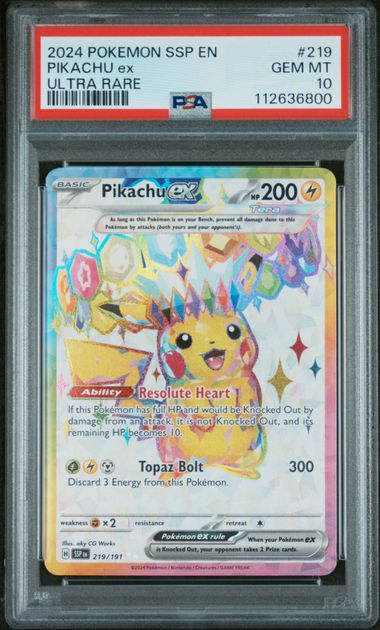 Pokemon - PSA 10 - Pikachu Ex - Surging Sparks