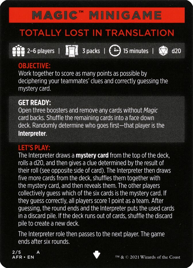 Totalement perdu dans la traduction (mini-jeu magique) [Donjons &amp; Dragons : Aventures dans le mini-jeu des royaumes oubliés] 