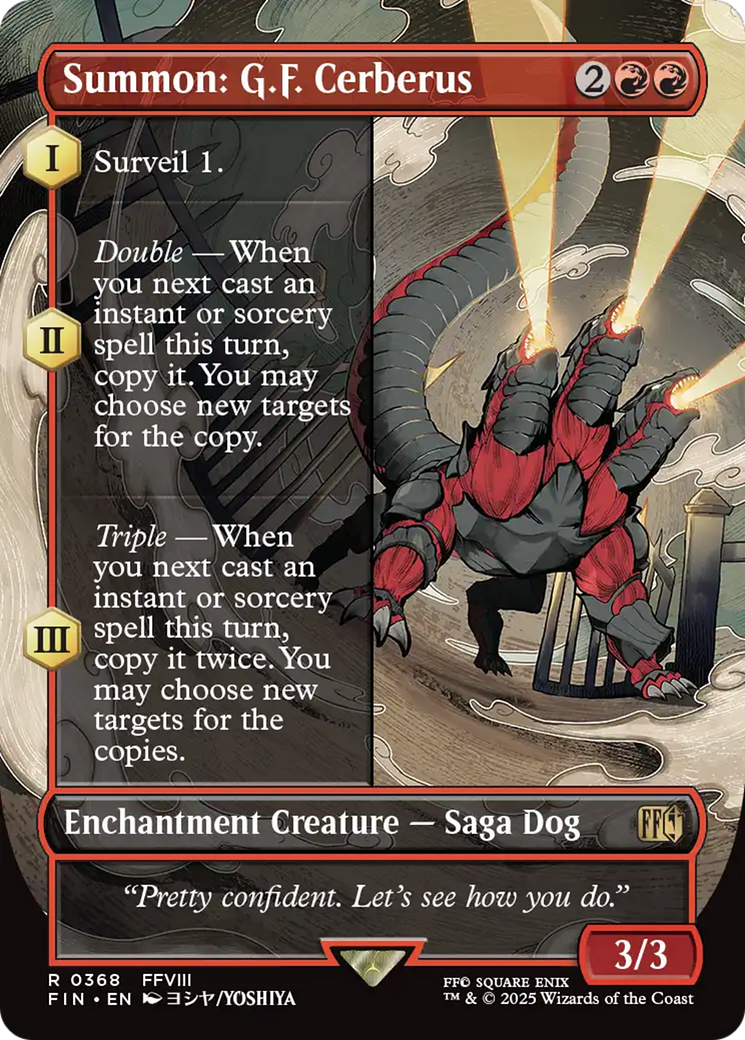Summon: G.F. Cerberus (Borderless) (FIN-368) - FINAL FANTASY: (enchantment) (Borderless) Foil