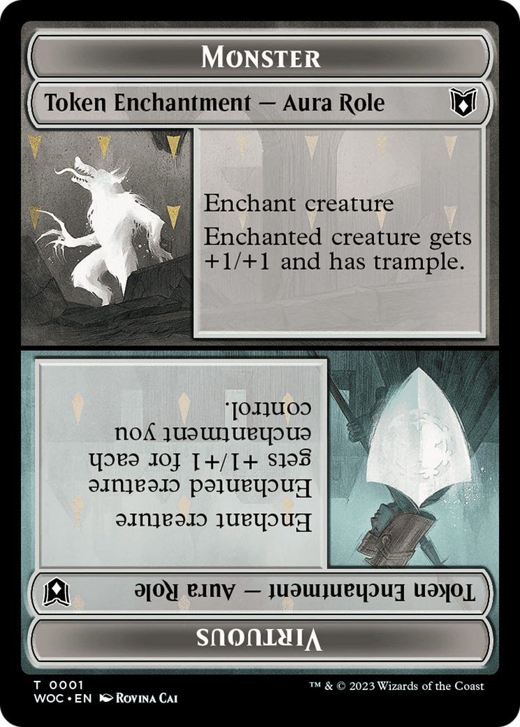 Copie // Rôle de monstre / Jeton double face de rôle vertueux [Jetons de commandant Wilds of Eldraine] 