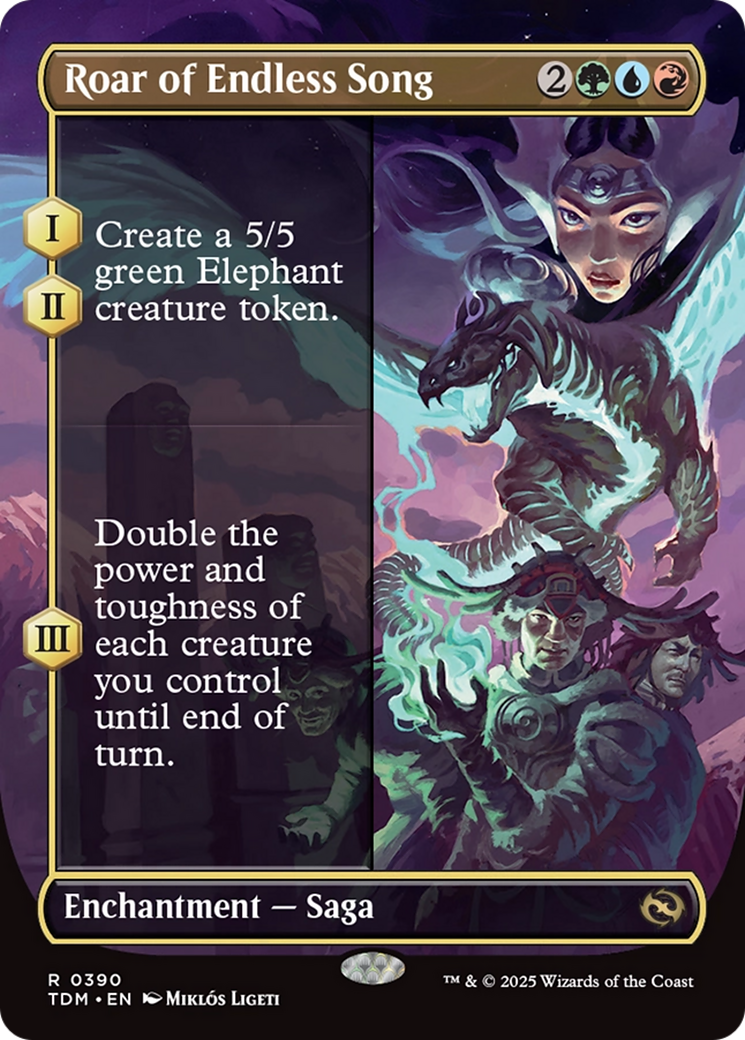 Roar of Endless Song (Borderless) (TDM-390) - Tarkir: Dragonstorm: (enchantment) (Borderless) Foil