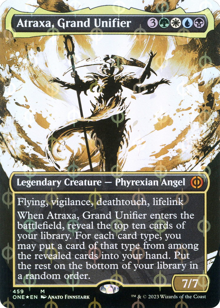 Atraxa, Grand Unifier (Feuille Ichor Step-and-Compleat sans bordure) [Phyrexia : Tous seront un] 