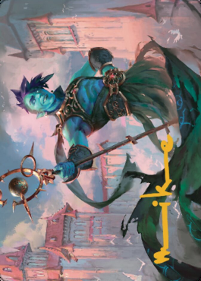 Carte d'art Haughty Djinn (signature estampillée or) [Dominaria United Art Series] 