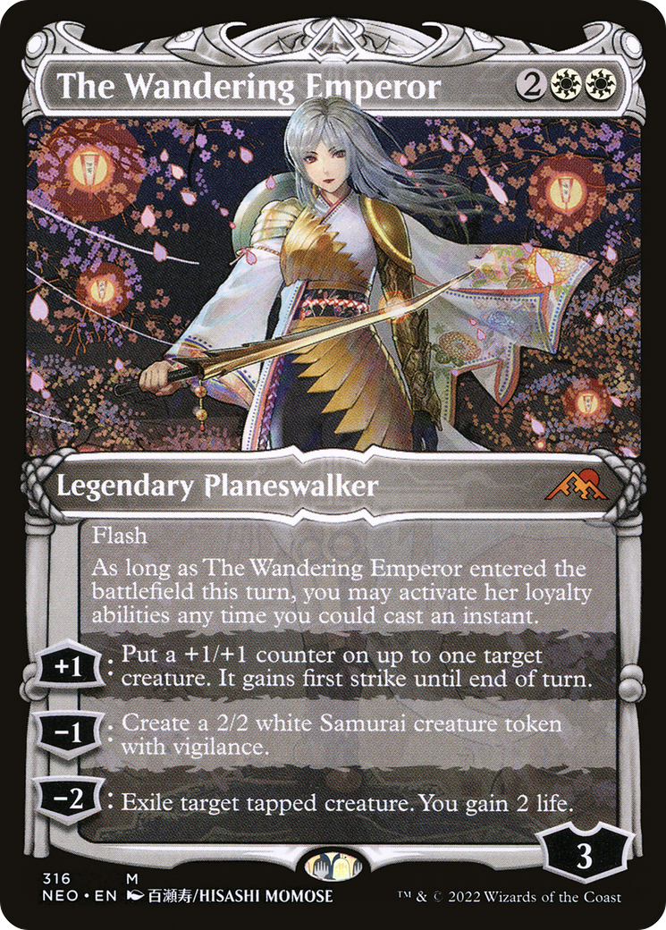 The Wandering Emperor (NEO-316) - Kamigawa: Neon Dynasty: (Showcase)