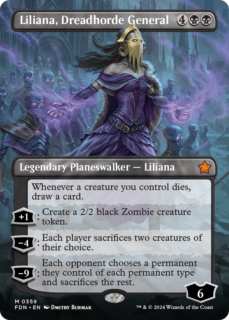 Liliana, Dreadhorde General (Borderless) (FDN-359) - Foundations (Borderless)