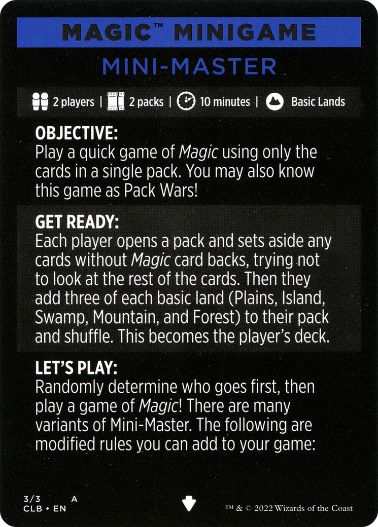 Mini-Master (Mini-jeu magique) [Commander Legends : Mini-jeu Battle for Baldur's Gate] 