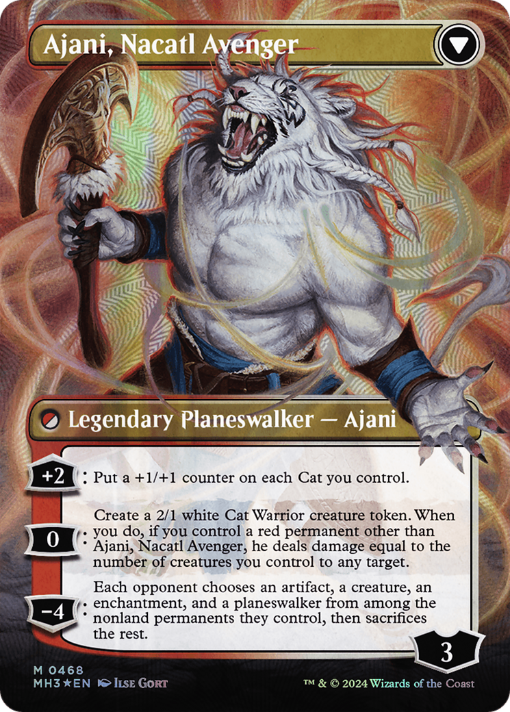 Ajani, Nacatl Pariah // Ajani, Nacatl Avenger (sans bordure) (feuille texturée) [Modern Horizons 3] 