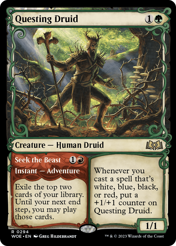 Questing Druid // Seek the Beast (WOE-294) - Wilds of Eldraine: (Showcase)