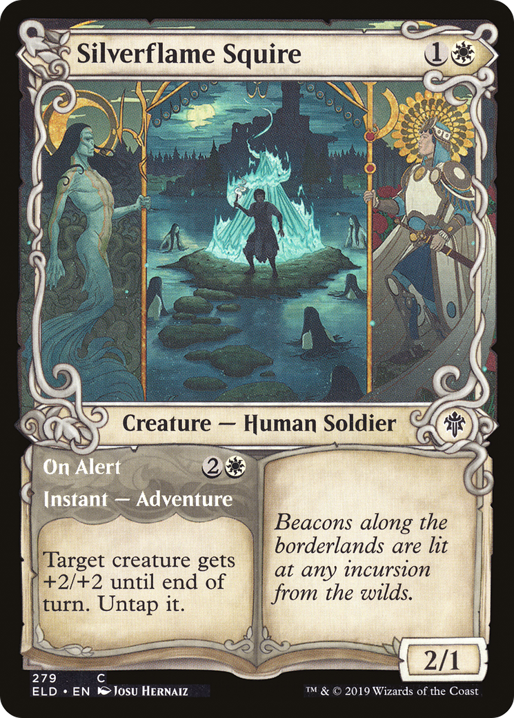 Écuyer FlammeArgent // En alerte (Vitrine) [Trône d'Eldraine] 