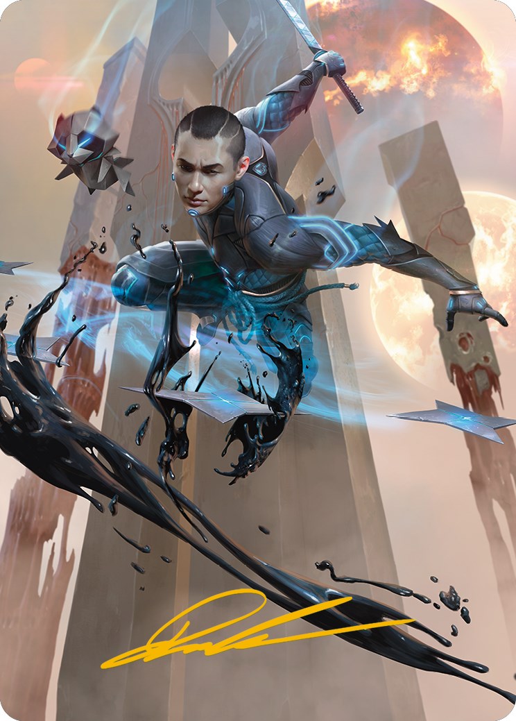 Kaito, carte d'art Dancing Shadow (signature estampillée or) [Phyrexia : All Will Be One Art Series] 