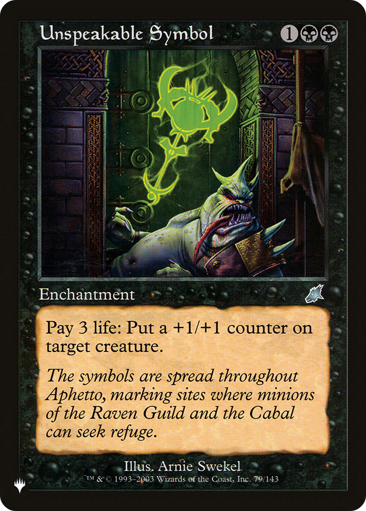 Unspeakable Symbol (LIST-SCG-79) - The List