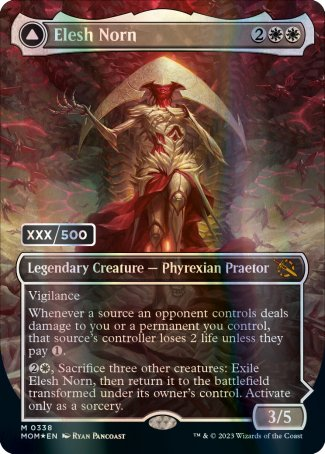 Elesh Norn (Serial Numbered) (MOM-338) - March of the Machine (Borderless) Foil