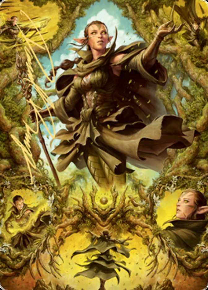 Carte d'art Nissa of Shadowed Boughs 2 (signature estampillée or) [Zendikar Rising Art Series] 