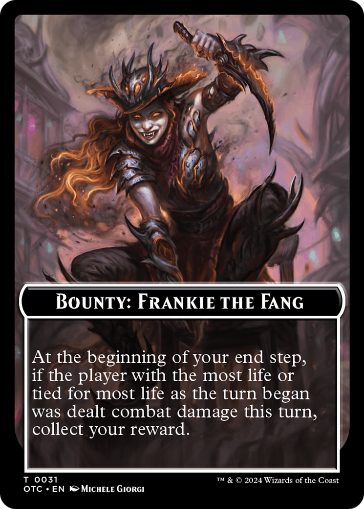 Bounty : Frankie the Fang // Jeton recto-verso des règles de prime [Jetons de commandant des hors-la-loi de Thunder Junction] 
