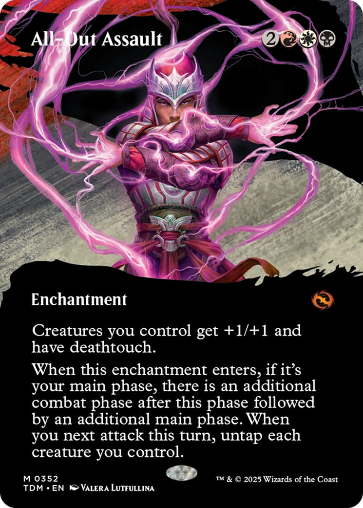 All-Out Assault (Borderless) (TDM-352) - Tarkir: Dragonstorm: (Showcase, enchantment) (Borderless)