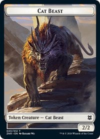 Cat Beast // Jeton double face de construction gobeline [Jetons Zendikar Rising] 