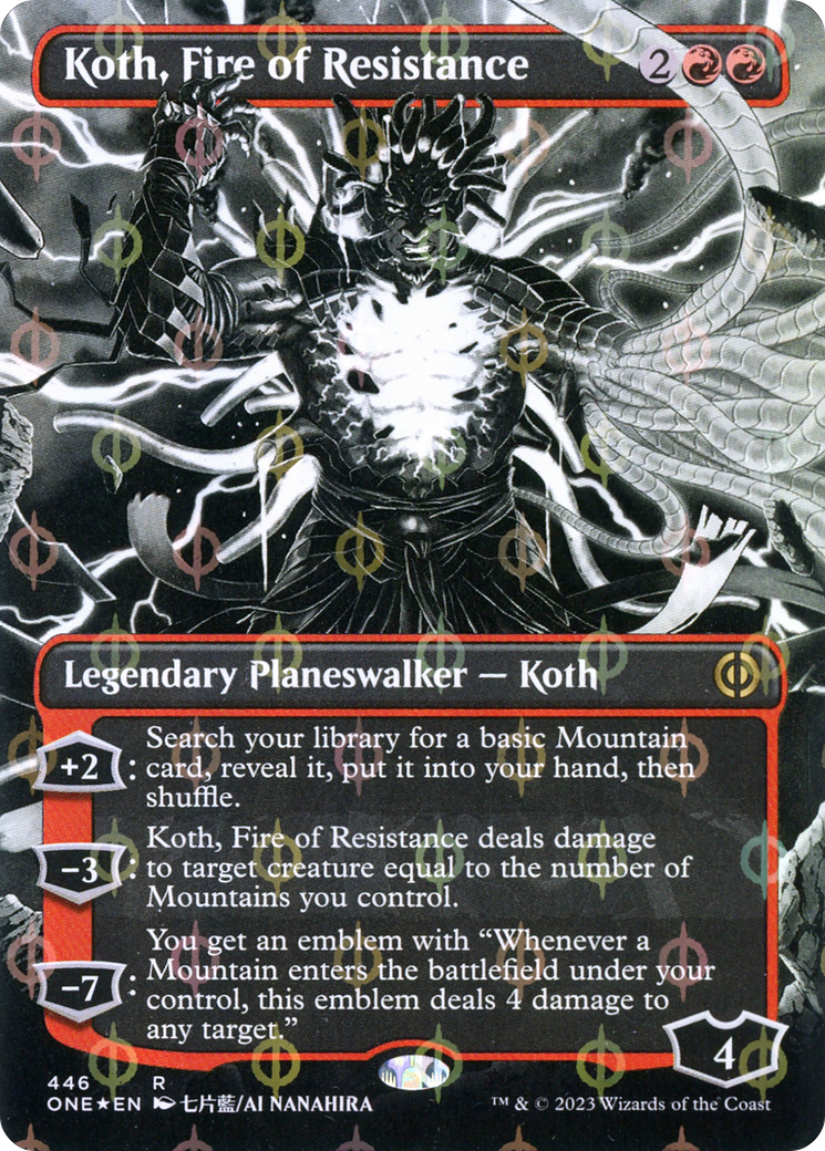 Koth, Fire of Resistance (Borderless Manga Step-and-Compleat Foil) [Phyrexia : All Will Be One] 