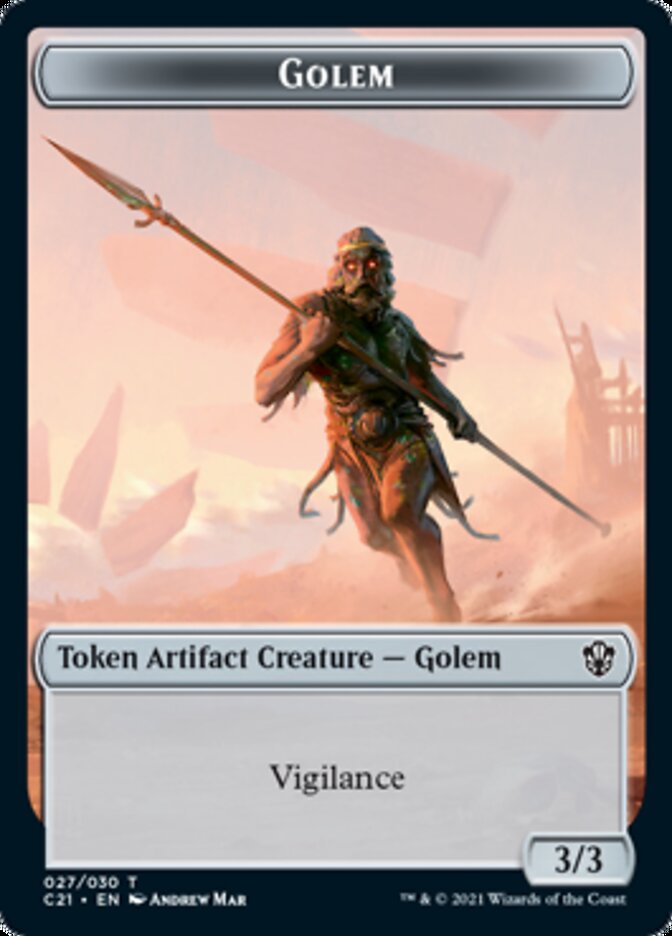 Golem (027) // Jeton double face Mécanoptère [Jetons Commander 2021] 