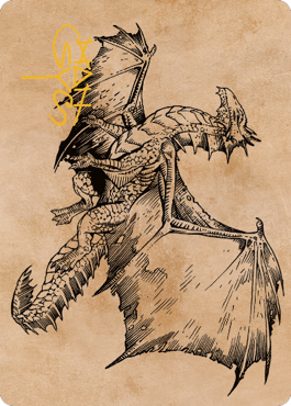 Carte d'art dragon en bronze antique (58) (signature estampillée or) [Commander Legends : Battle for Baldur's Gate Art Series] 