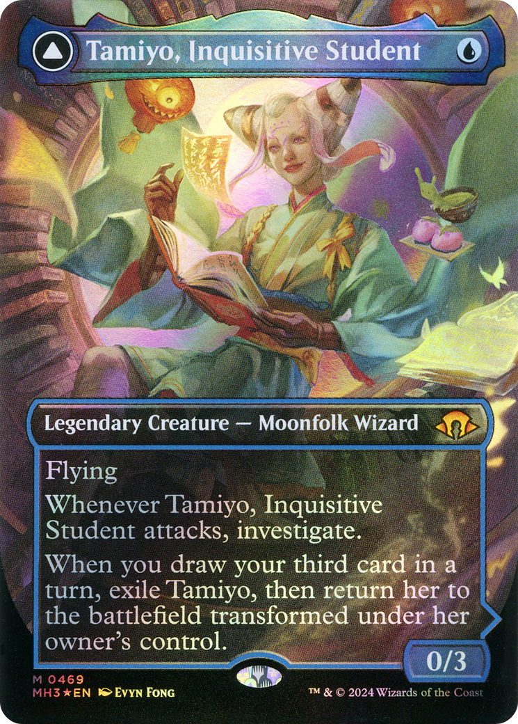 Tamiyo, étudiant curieux // Tamiyo, érudit chevronné (sans bordure) (feuille texturée) [Modern Horizons 3] 
