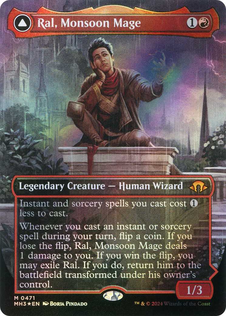 Ral, Monsoon Mage // Ral, Leyline Prodigy (Borderless) (Feuille texturée) [Modern Horizons 3] 
