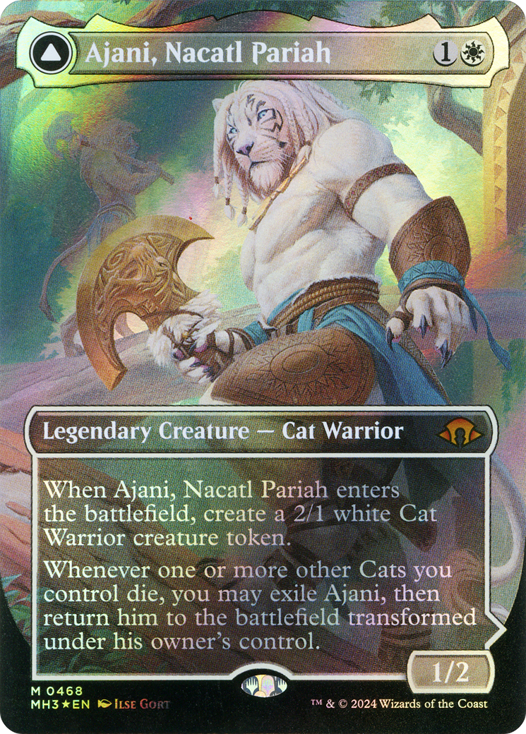 Ajani, Nacatl Pariah // Ajani, Nacatl Avenger (sans bordure) (feuille texturée) [Modern Horizons 3] 