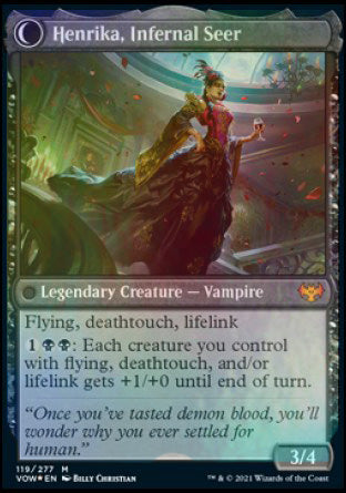 Henrika Domnathi // Henrika, Infernal Seer (PRE-119S) - Innistrad: Crimson Vow Promos: (Double Faced Transform) Foil