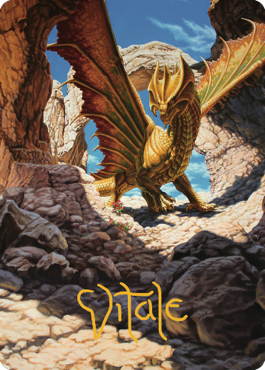 Carte d'art dragon en laiton antique (02) (signature estampillée or) [Commander Legends : Battle for Baldur's Gate Art Series] 