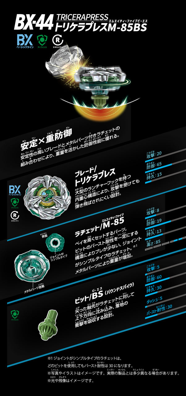 Beyblade X - BX-44 - Booster Tricera Press M-85BS