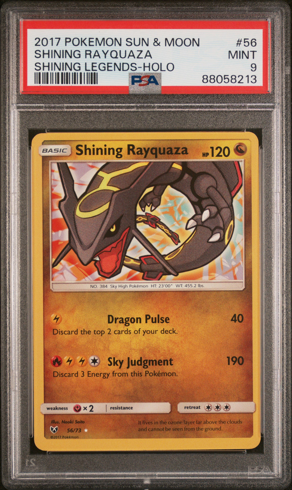 Pokemon - PSA 9 - Shining Rayquaza  - Sun & Moon Shining Legends